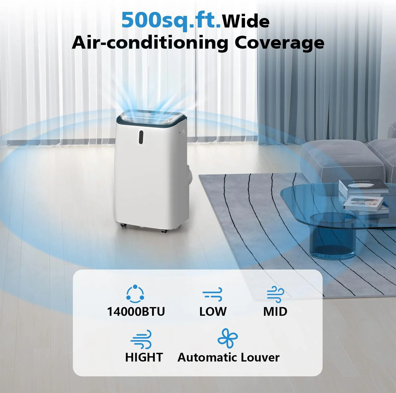 ELECTACTIC Portable Air Conditioner Cooling Up to 500sq.ft