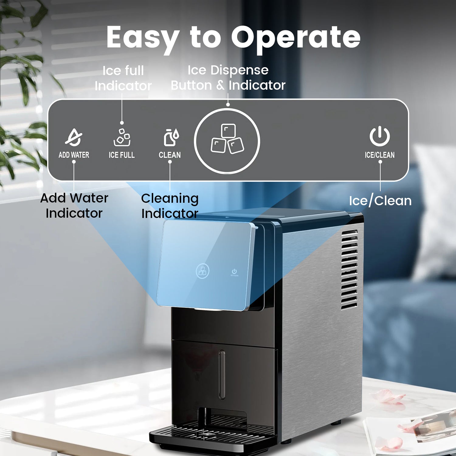 Electactic Pellets Ice Maker – 33 lbs ice capacity in 24 hours, self-cleaning, 1.8L water tank