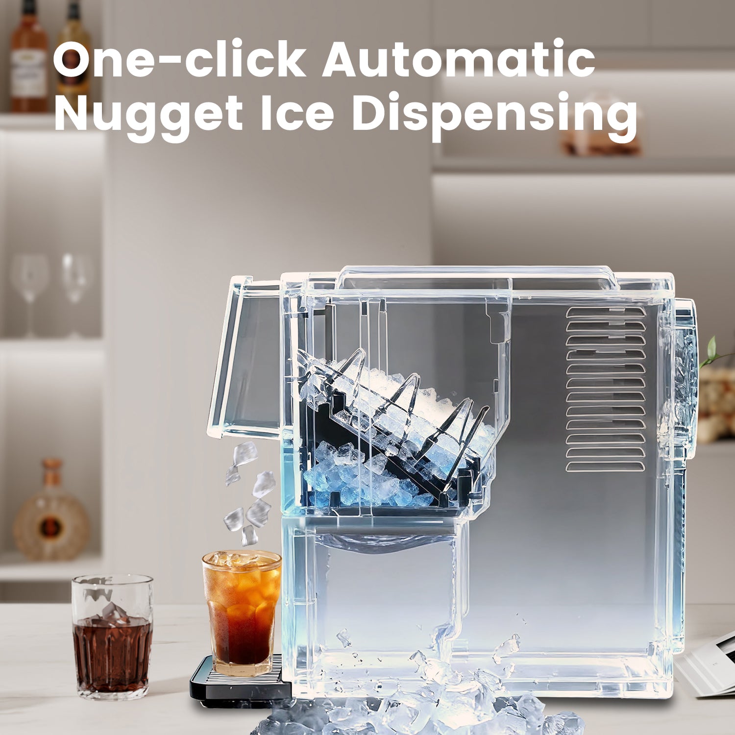 Electactic Pellets Ice Maker – 33 lbs ice capacity in 24 hours, self-cleaning, 1.8L water tank