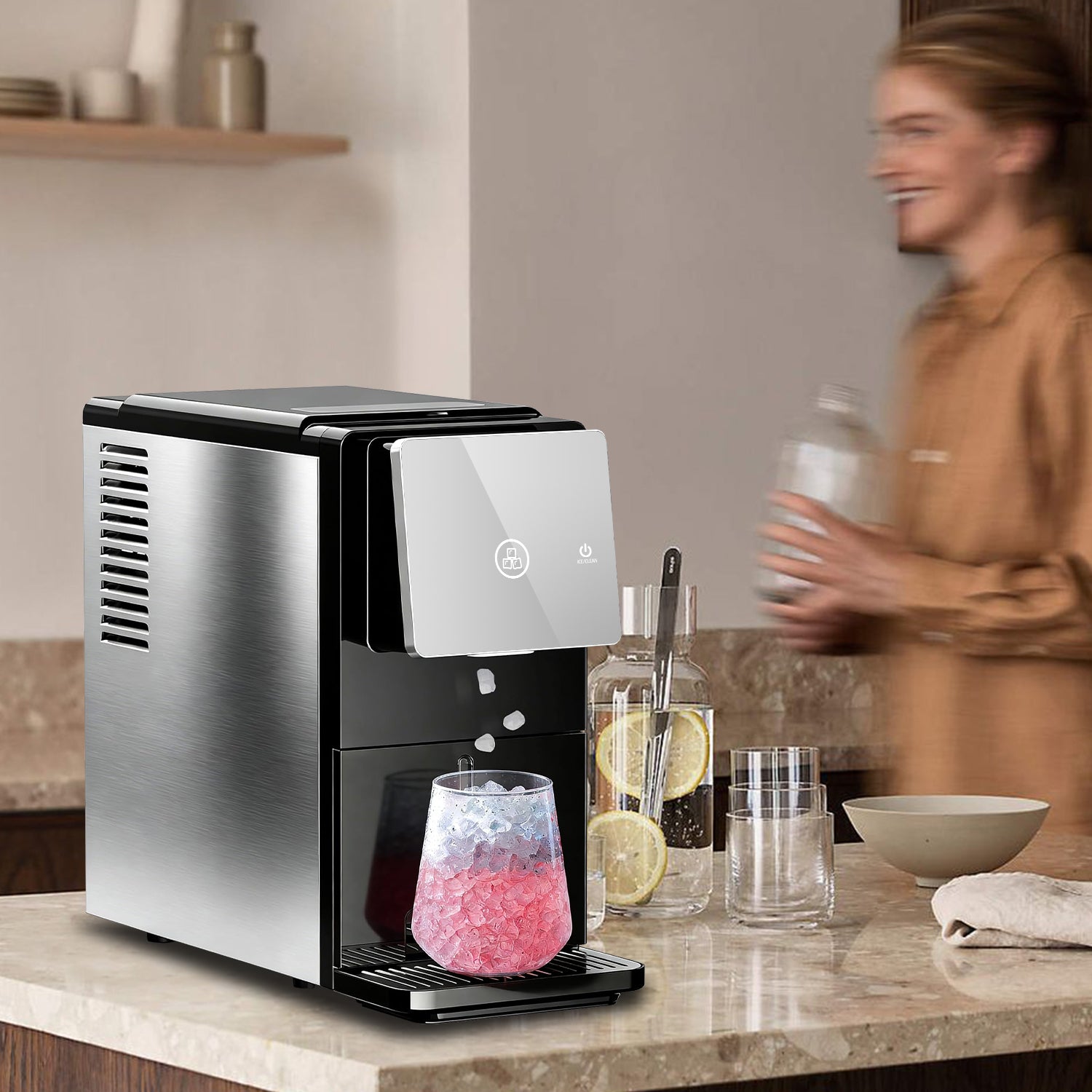 Electactic Pellets Ice Maker – 33 lbs ice capacity in 24 hours, self-cleaning, 1.8L water tank