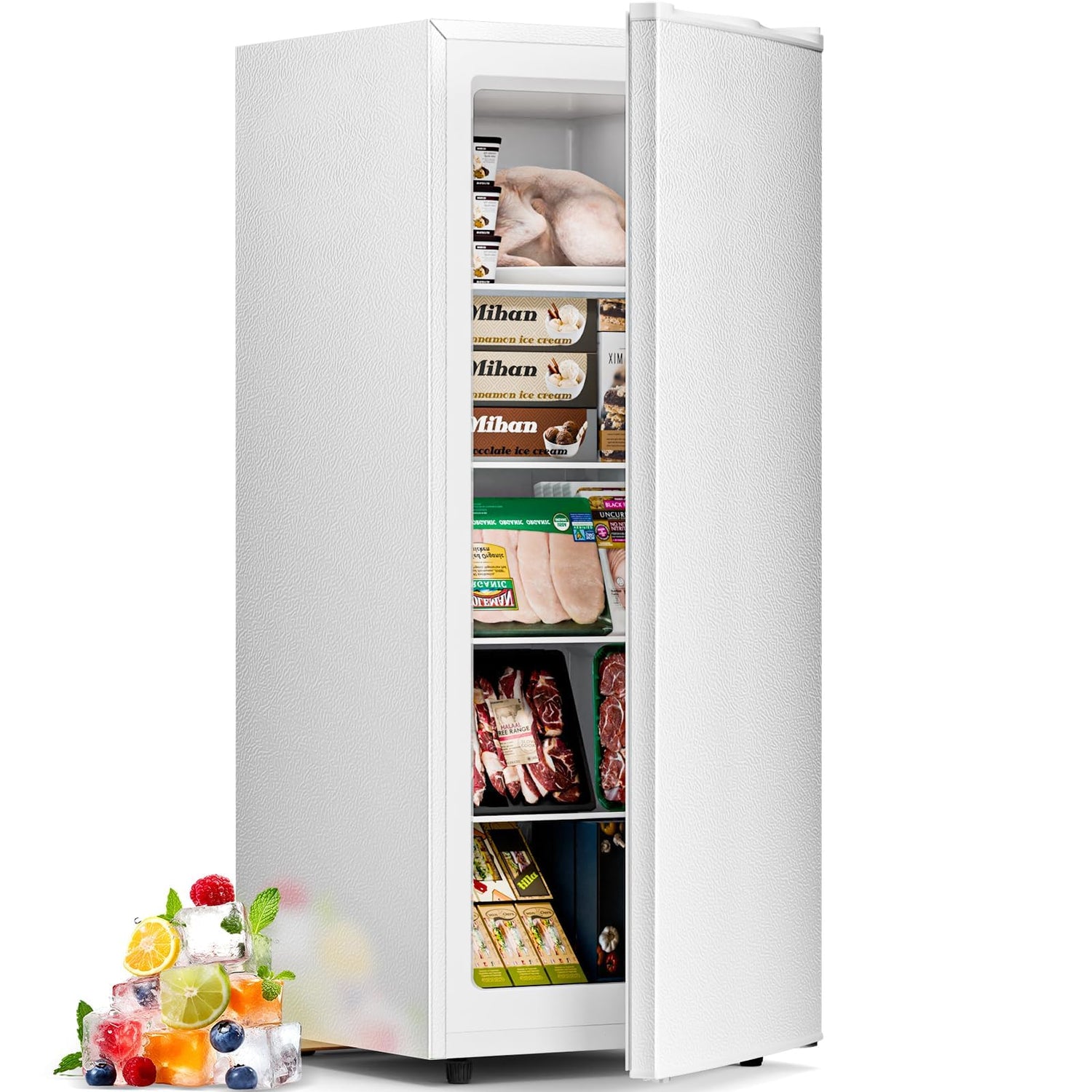 6.0 Cu.ft Upright Freezer with Adjustable Thermostat and Removable Glass Shelves