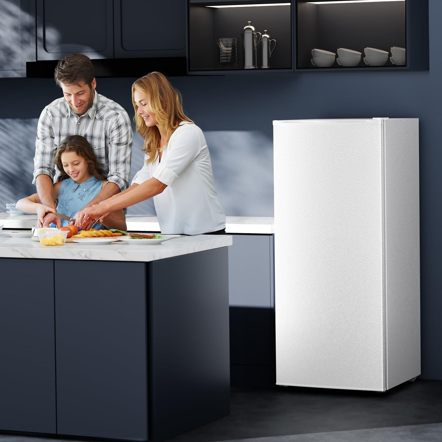 6.0 Cu.ft Upright Freezer with Adjustable Thermostat and Removable Glass Shelves