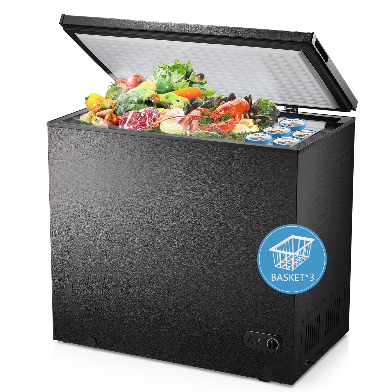 7.0 Cubic Feet Chest Freezer with 3 Removable Baskets and Adjustable Temperature