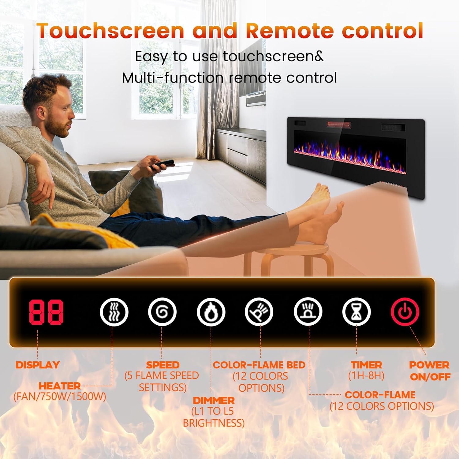 Electactic Electric Fireplace Wall Mounted / Insert