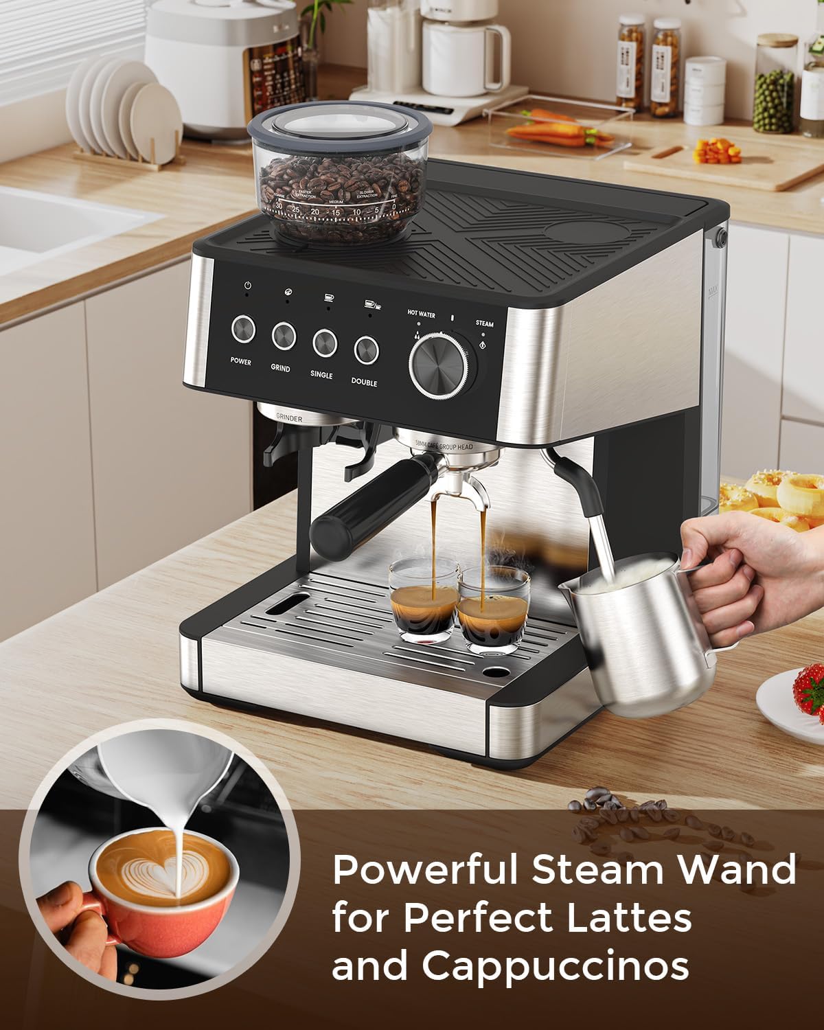 Electactic Espresso Maker  20 Bar with Grinder