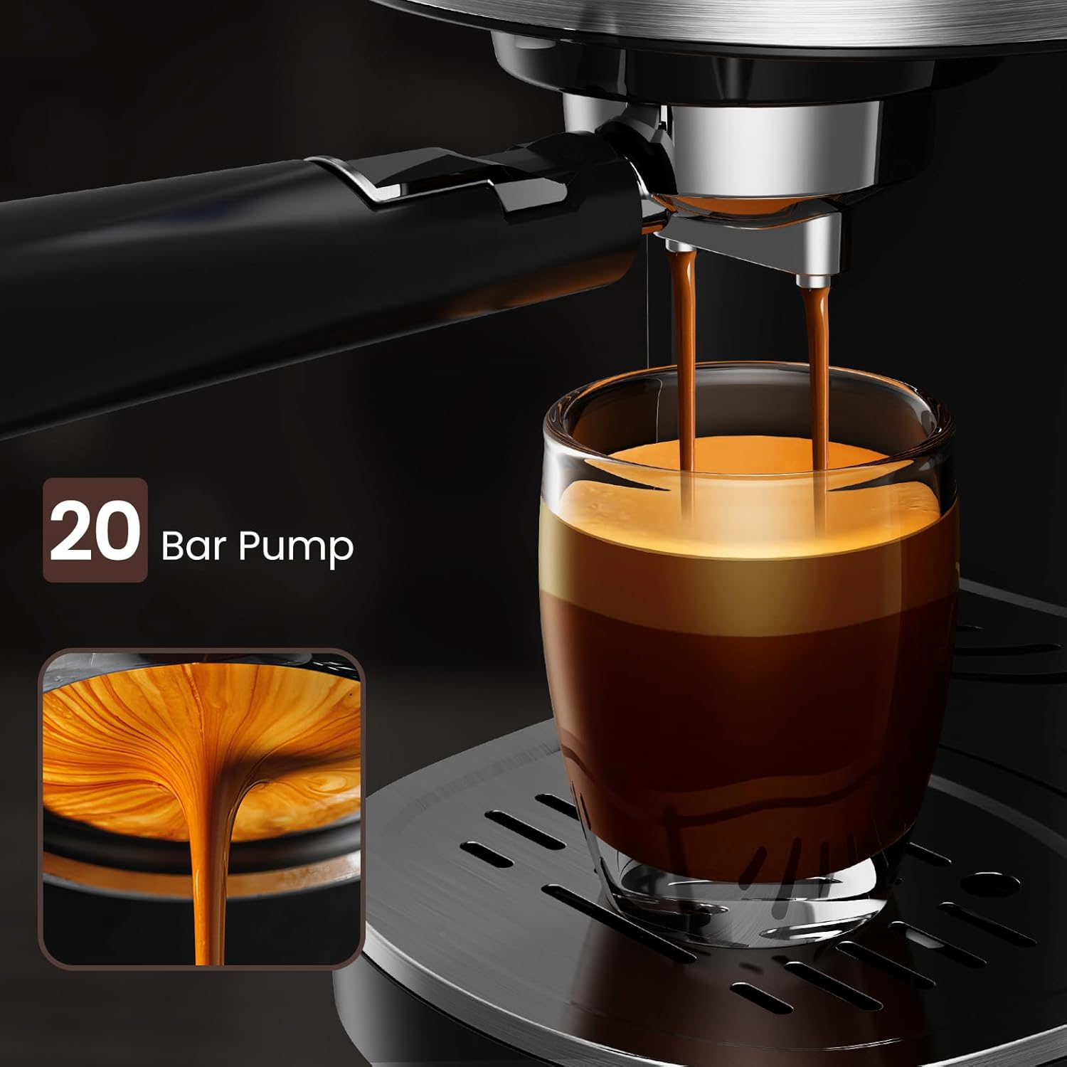 Electactic Espresso Maker 20 Bar with Milk Frother