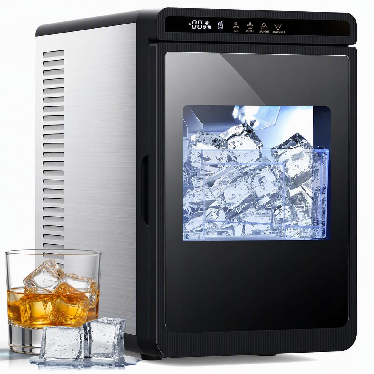 Crystal Clear Cubic Ice Makers Countertop Makes, 3 Large Ice Cube in 20Mins