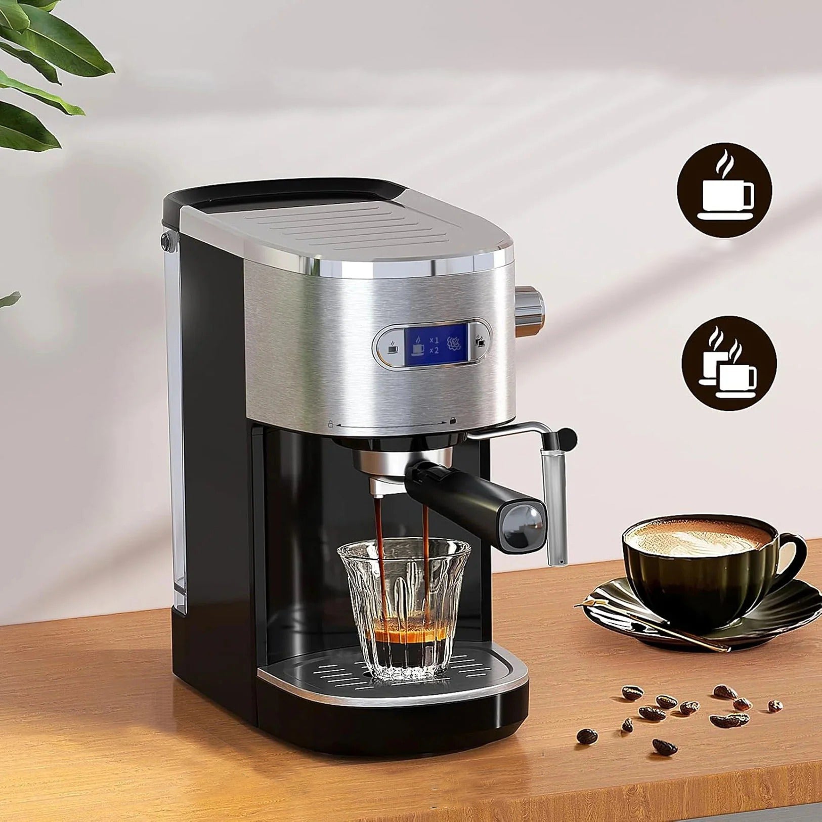 Electactic Espresso Maker 20 Bar with Milk Frother