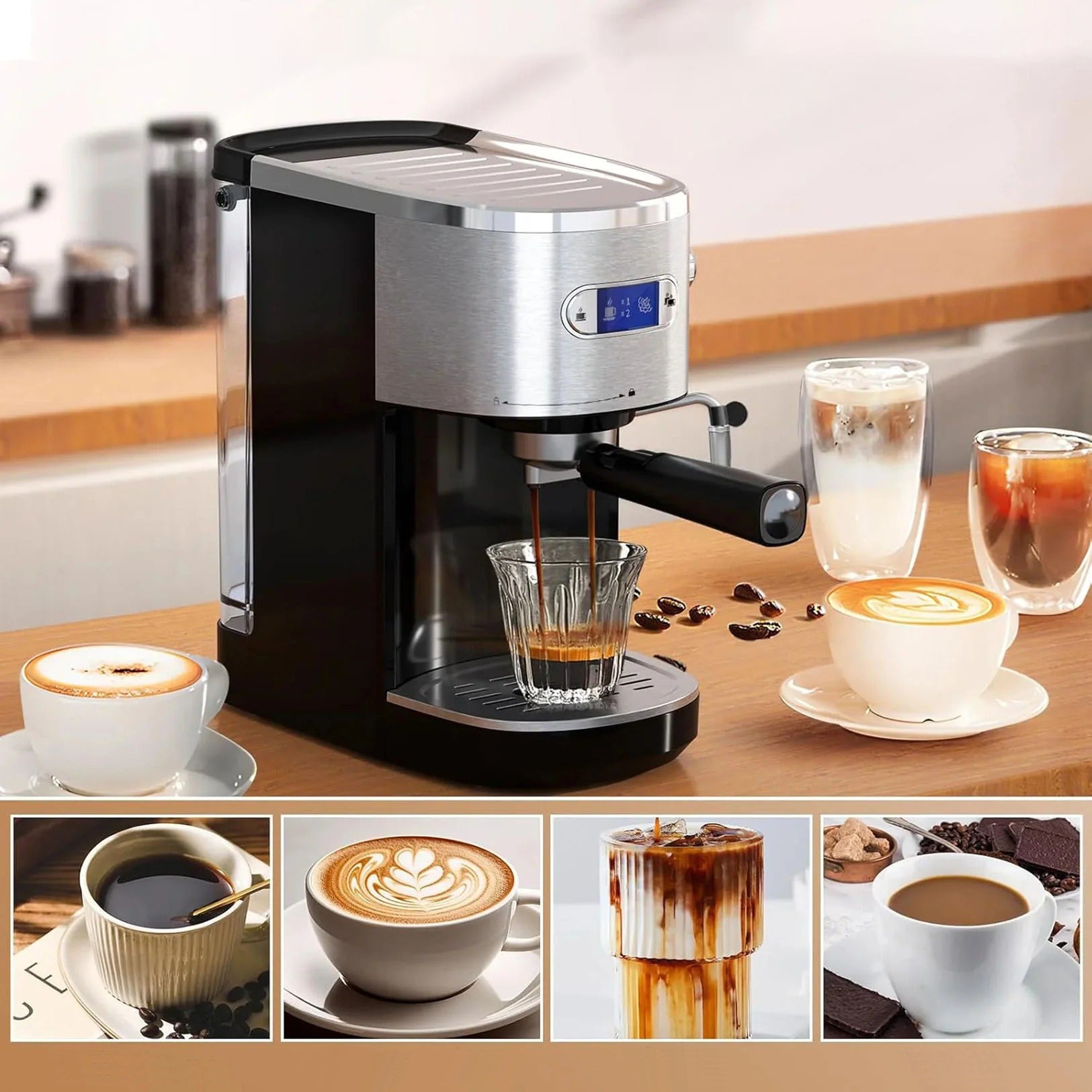 Electactic Espresso Maker 20 Bar with Milk Frother