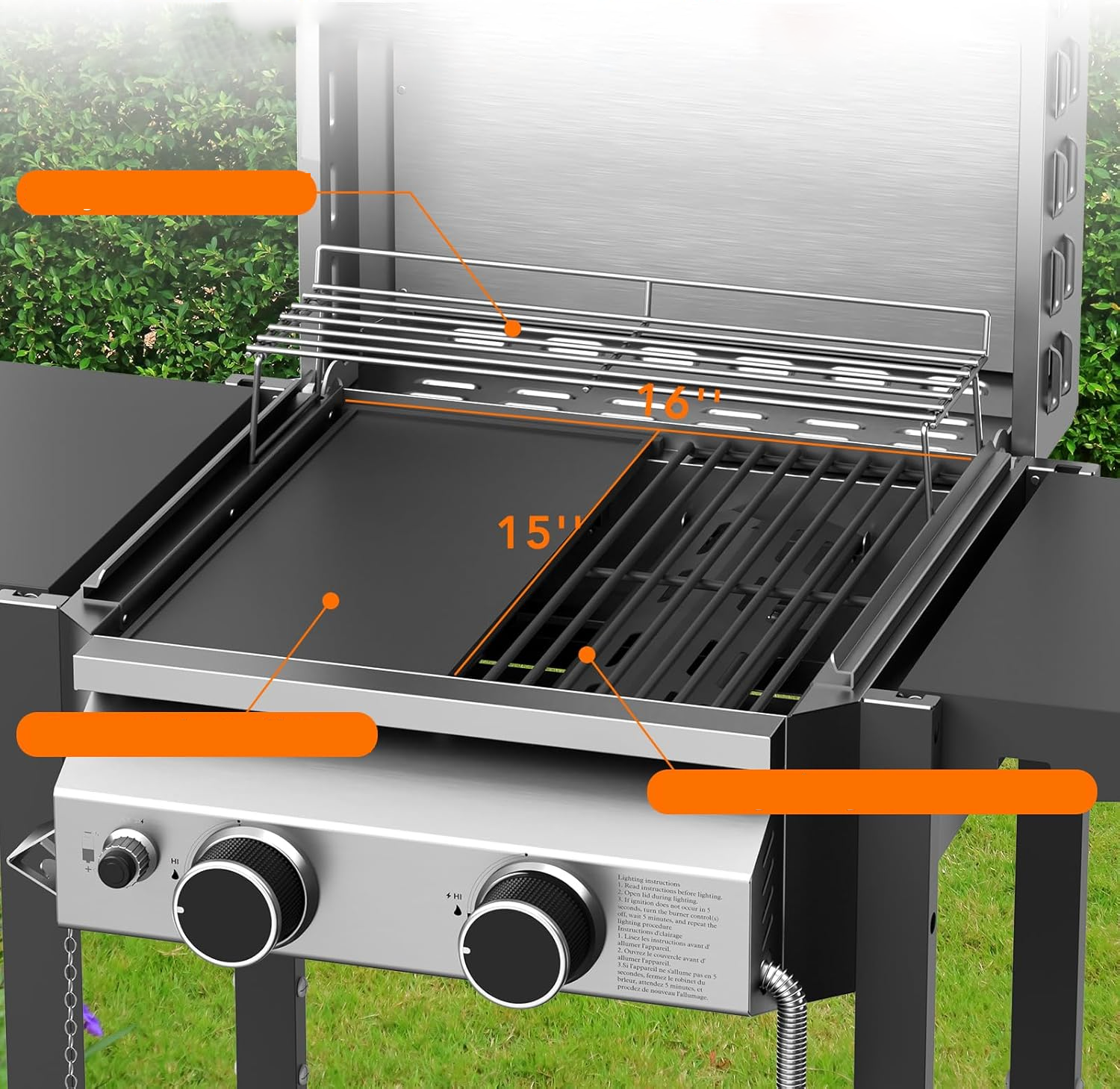 Electactic Portable 2 Burner Propane Gas Grill 16000 BUT