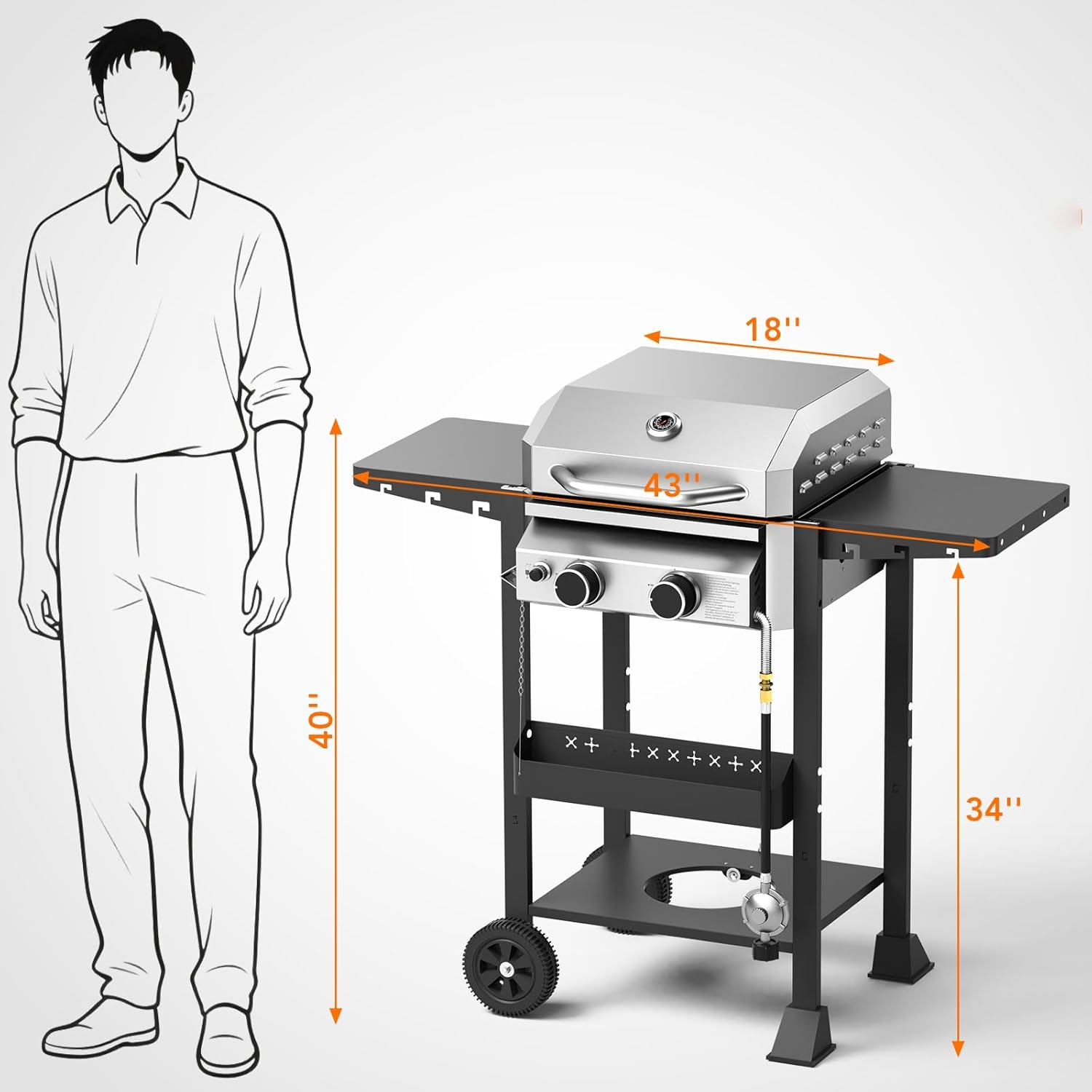 Electactic Portable 2 Burner Propane Gas Grill 16000 BUT