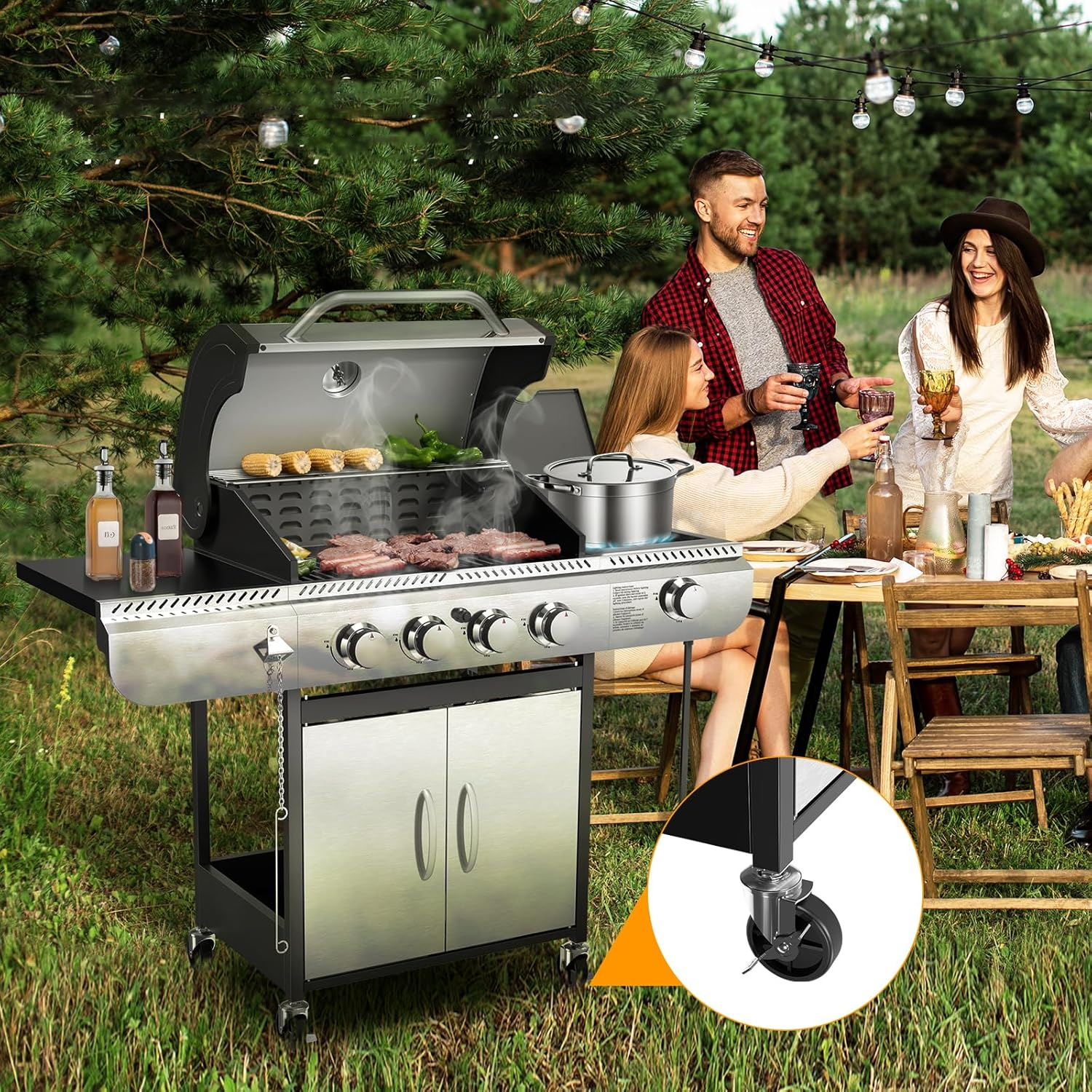 Electactic Portable 4 Burner Propane Gas Grill 42000 BUT