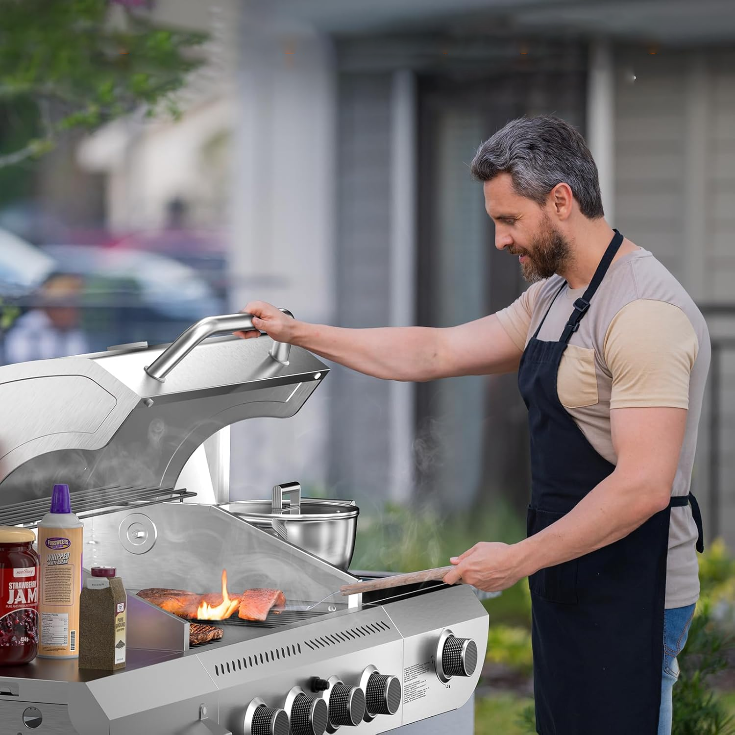 Electactic Stainless Steel 4 Burner Propane Gas Grill 42000 BUT