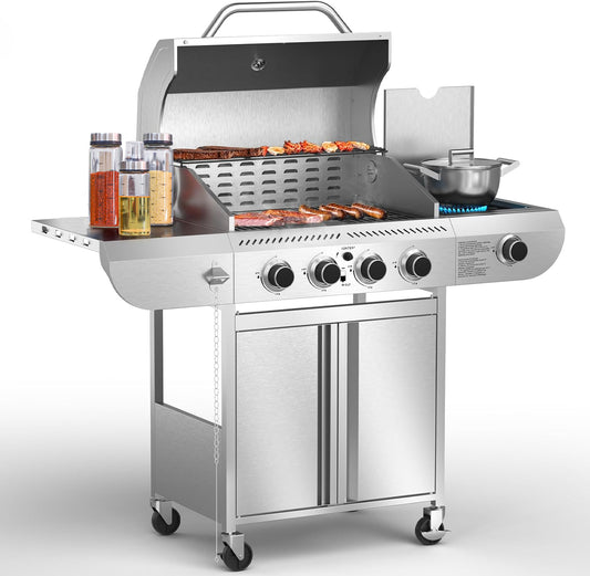 Electactic Stainless Steel 4 Burner Propane Gas Grill 42000 BUT