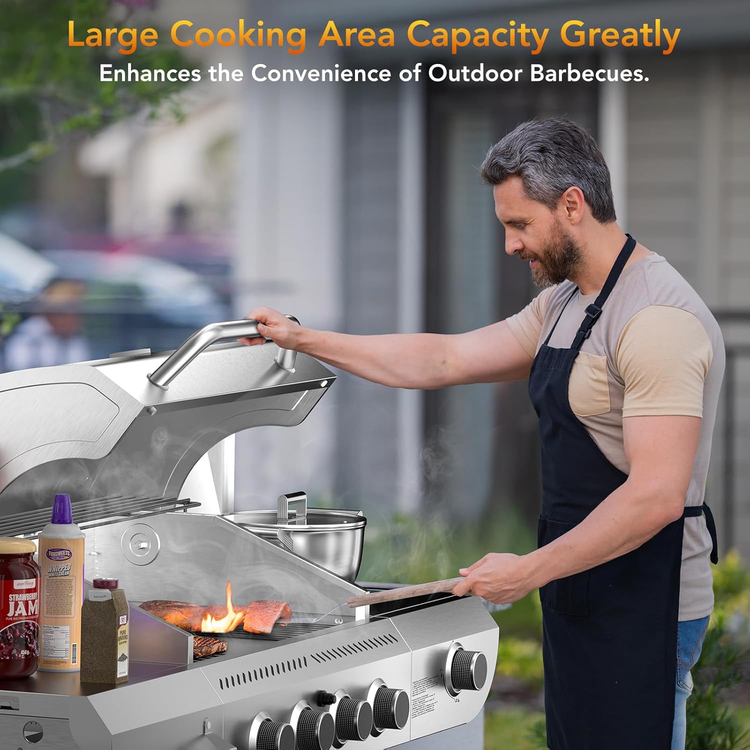3+1/4+1 Burner Freestanding Propane Gas Grill With Side Burner And Cabinet