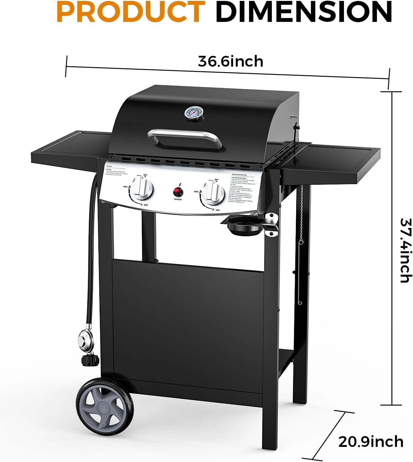 Electactic Portable 2 Burner Propane Gas Grill 2000 BUT