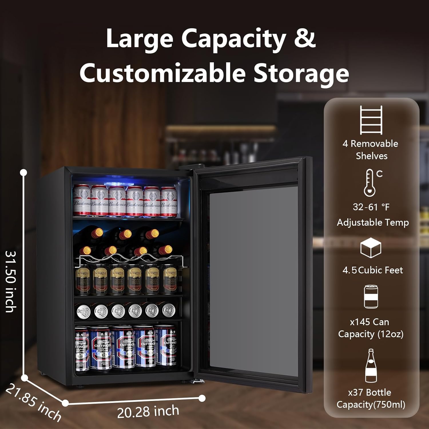 Electactic Beverage Refrigerator Cooler 4.4 Cu.Ft