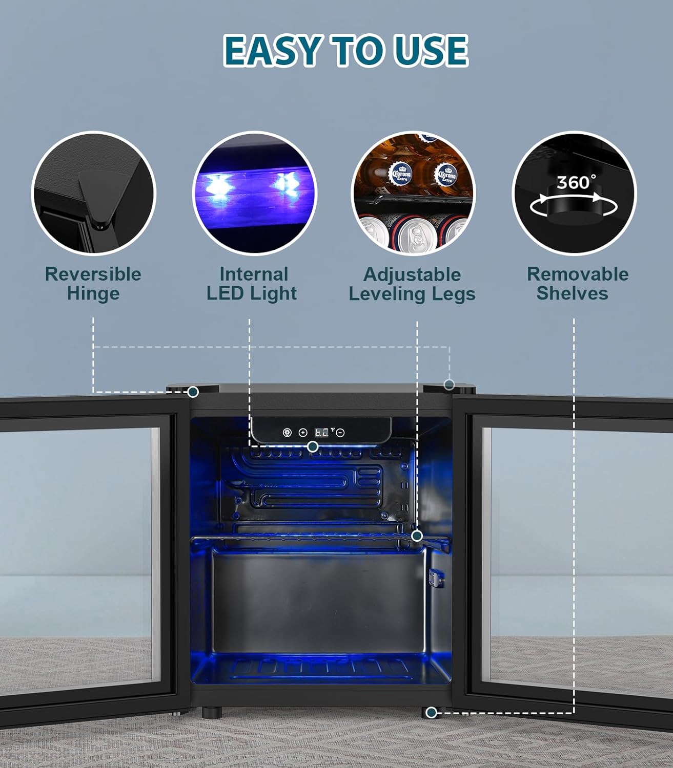 Electactic Beverage Refrigerator Cooler 1.3 Cu.Ft