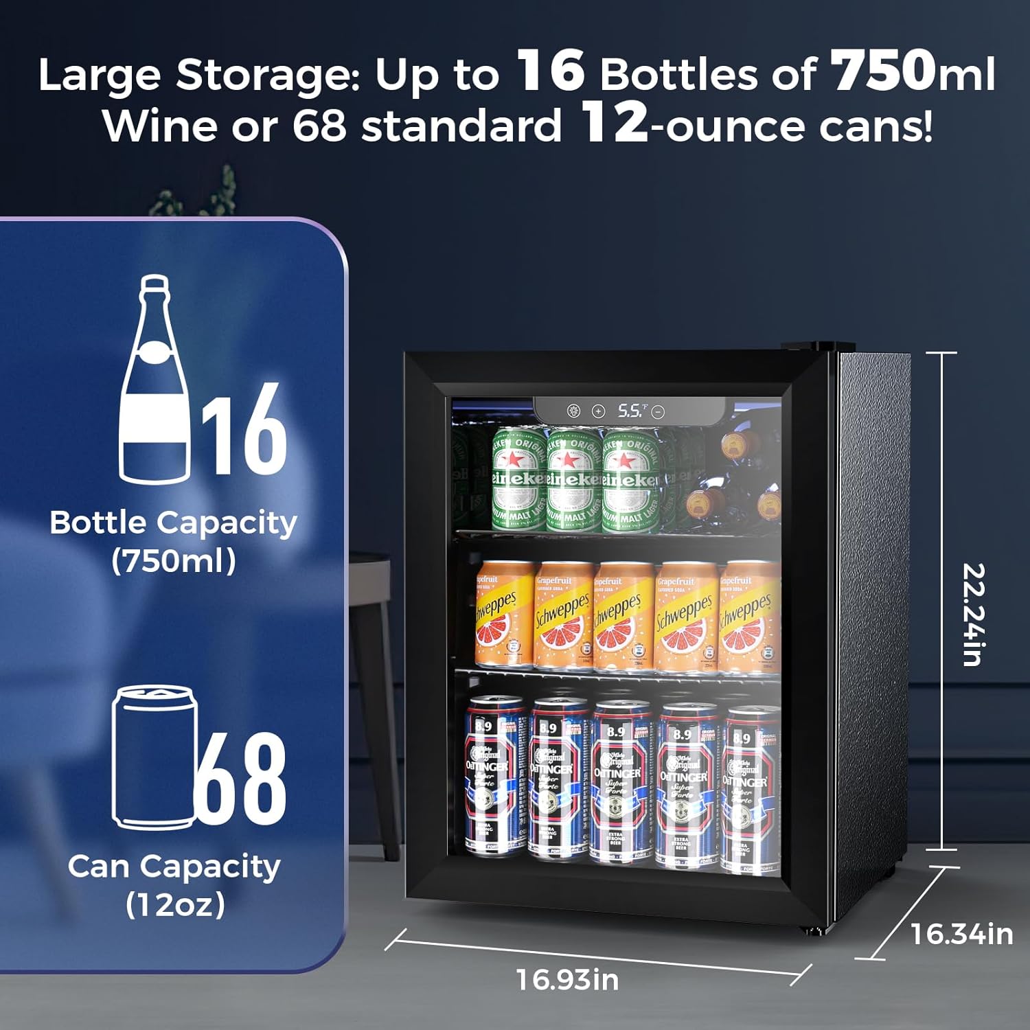 Electactic Beverage Refrigerator Cooler 1.7 Cu.Ft