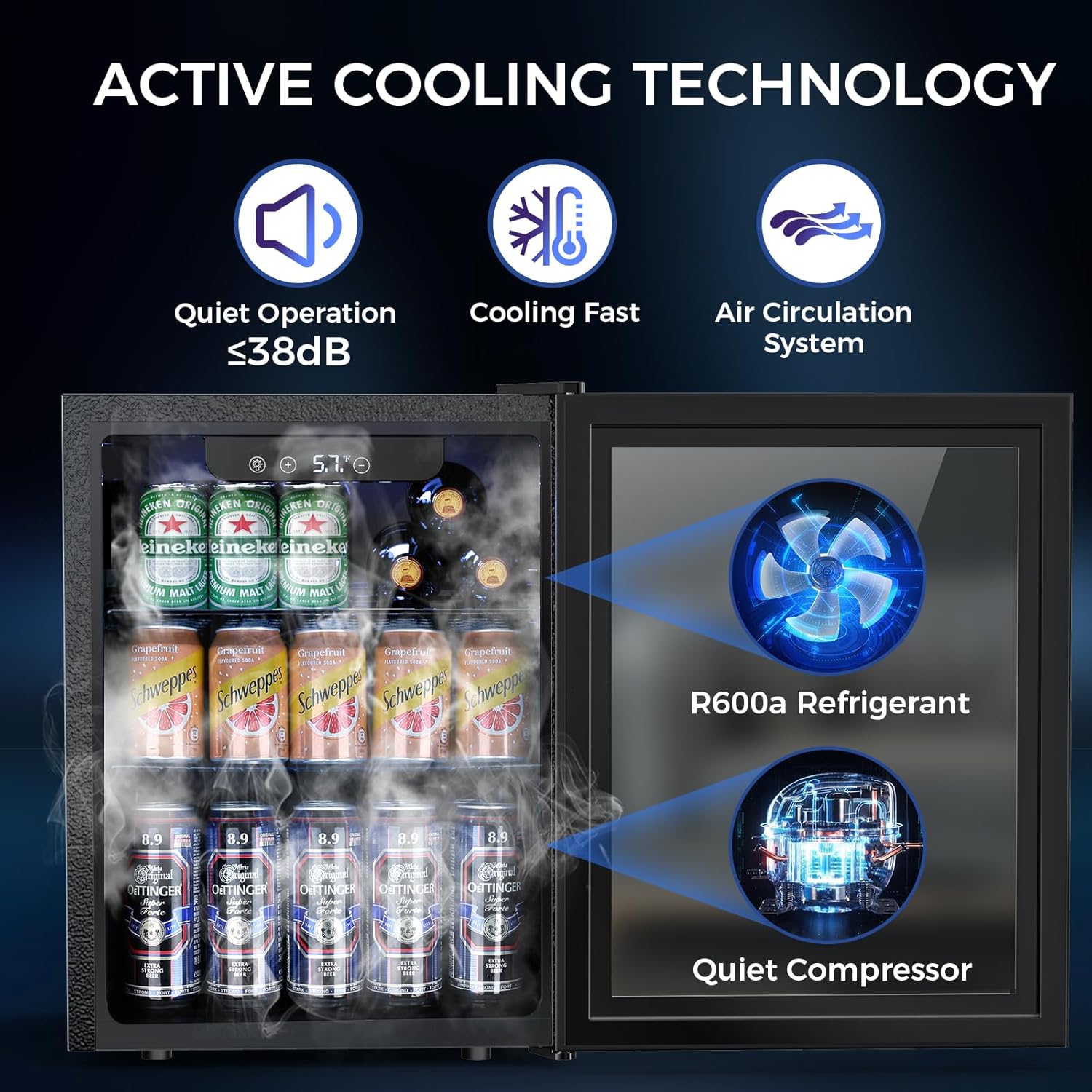 Electactic Beverage Refrigerator Cooler 1.7 Cu.Ft