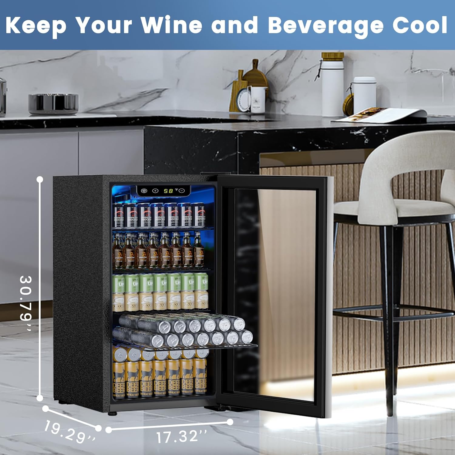 Electactic Classic Beverage Refrigerator Cooler 3.2 Cu.Ft