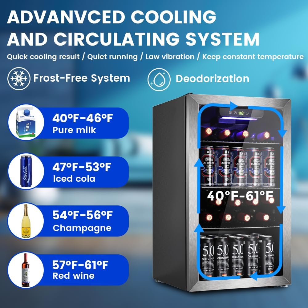 Electactic Classic Beverage Refrigerator Cooler 3.2 Cu.Ft