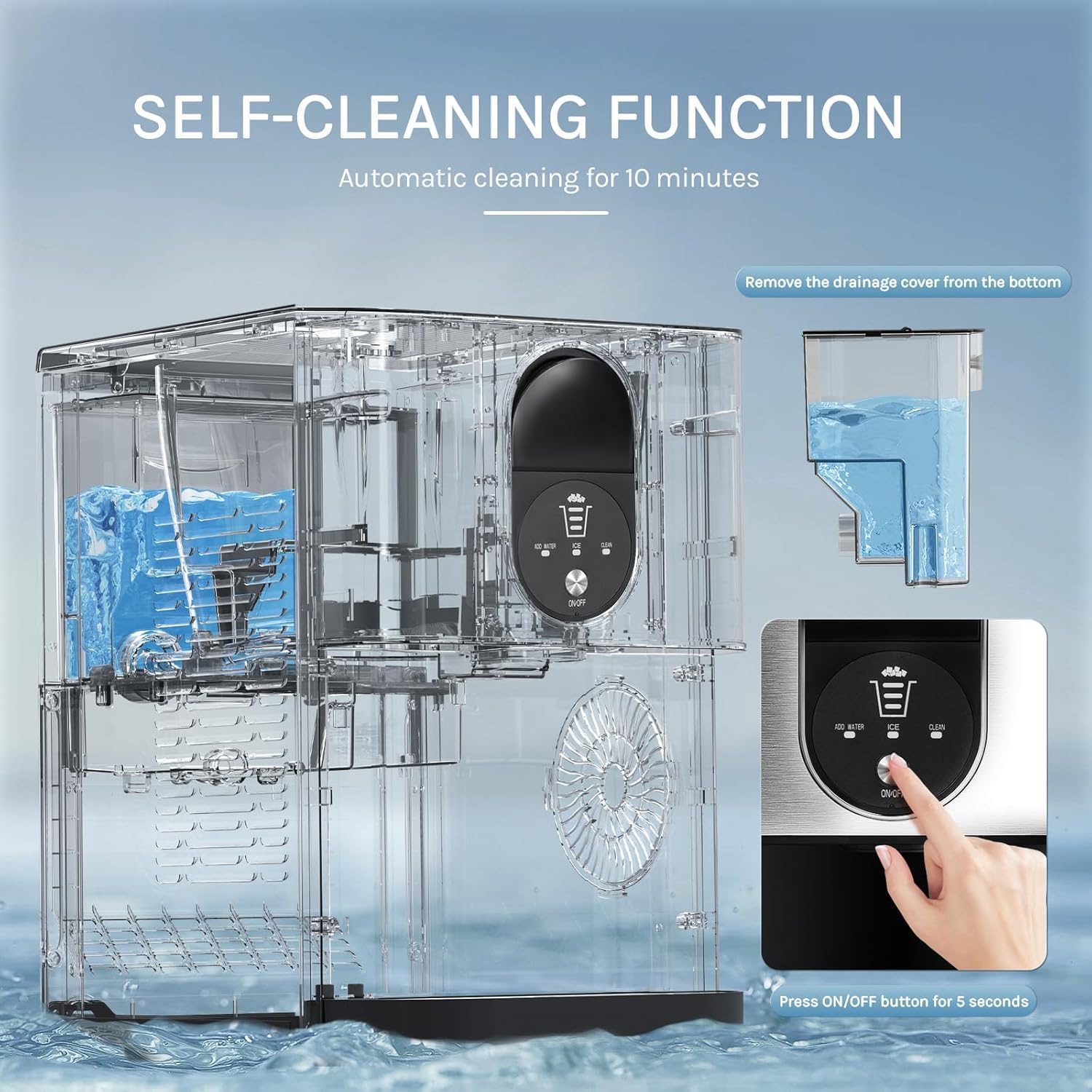 Electactic Stainless Steel Nugget Ice Maker 44Lbs/24Hr