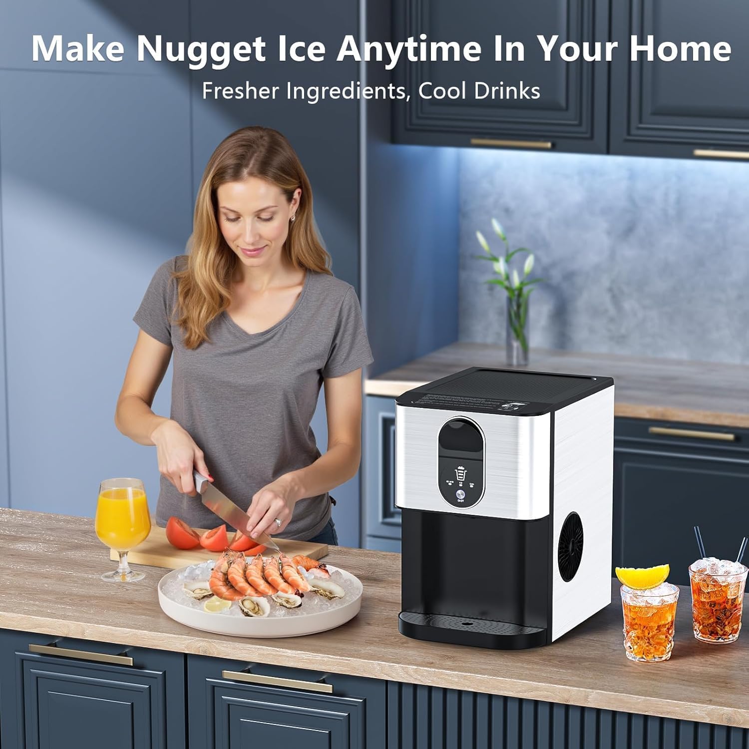 Electactic Stainless Steel Nugget Ice Maker 44Lbs/24Hr