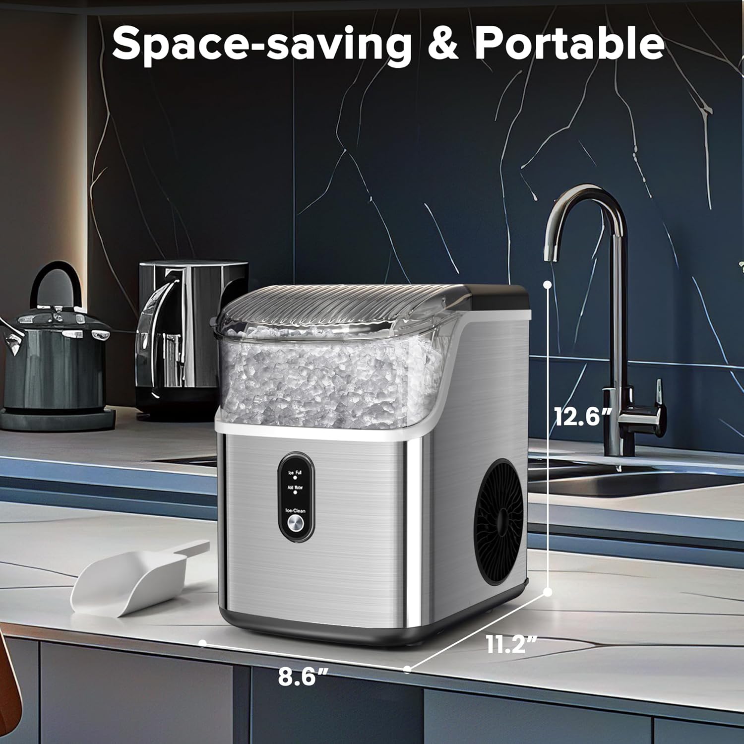 Electactic Stainless Steel Nugget Ice Maker 34Lbs/24hr