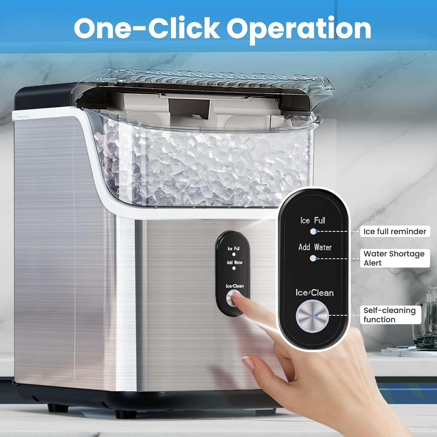 Electactic Stainless Steel Nugget Ice Maker 34Lbs/24hr