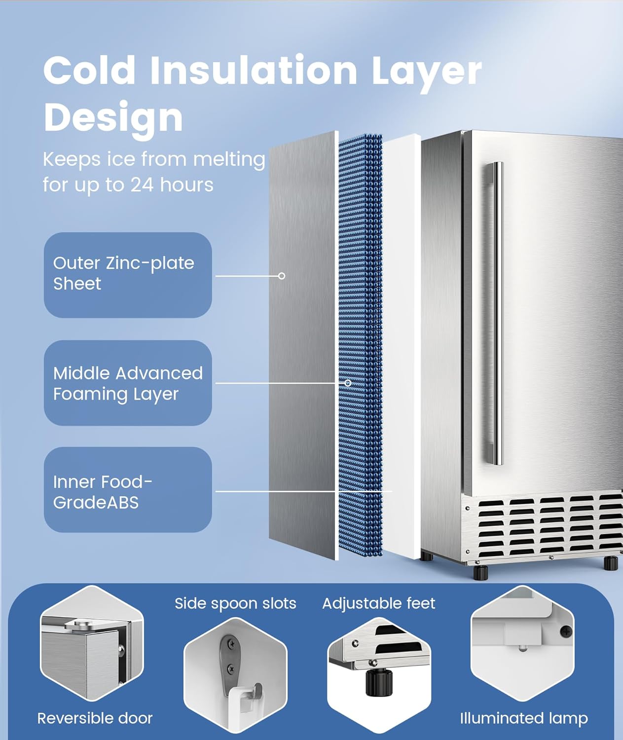 Electactic Commercial Nugget Ice Maker 66Lbs/24H