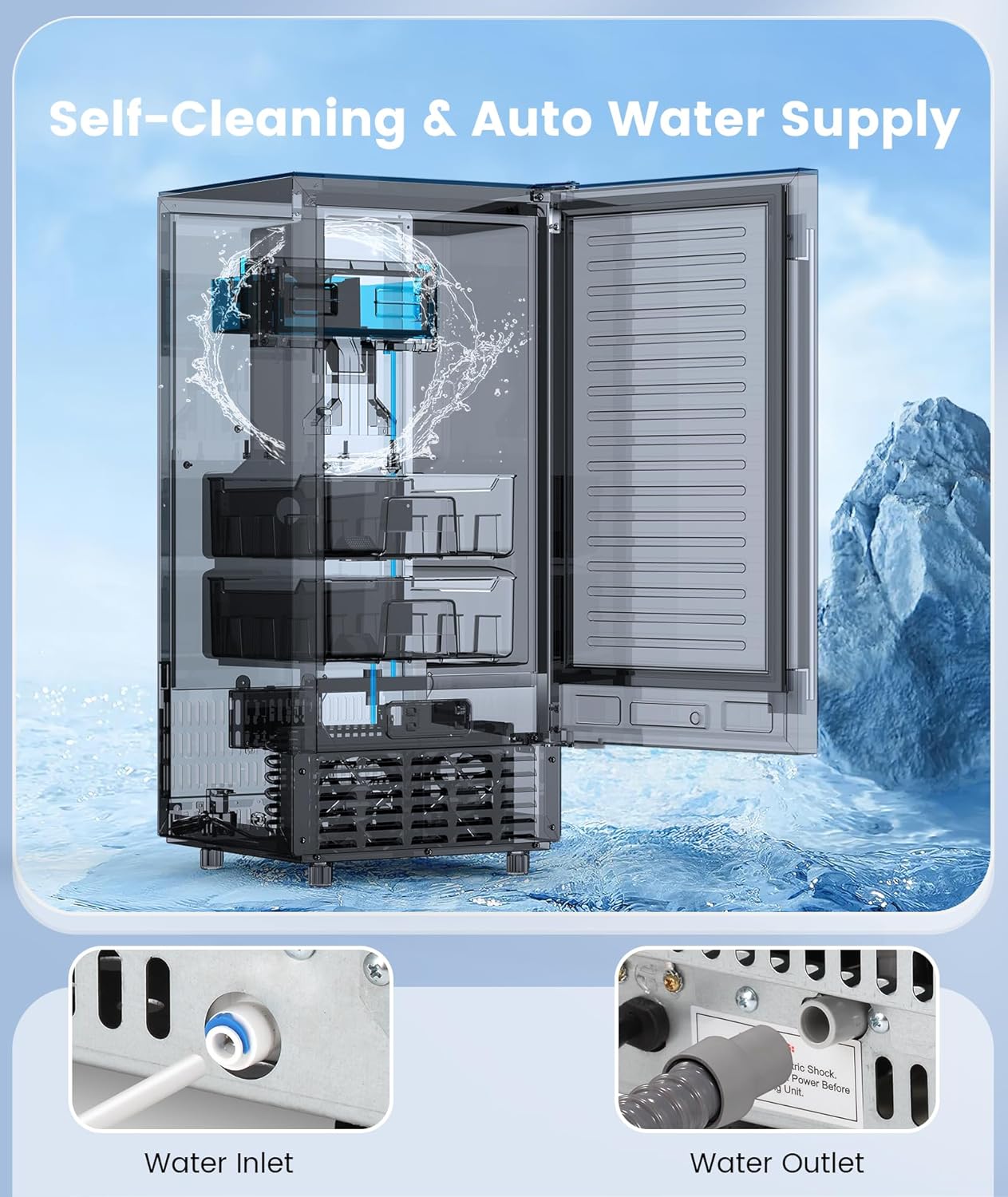 Electactic Commercial Nugget Ice Maker 66Lbs/24H