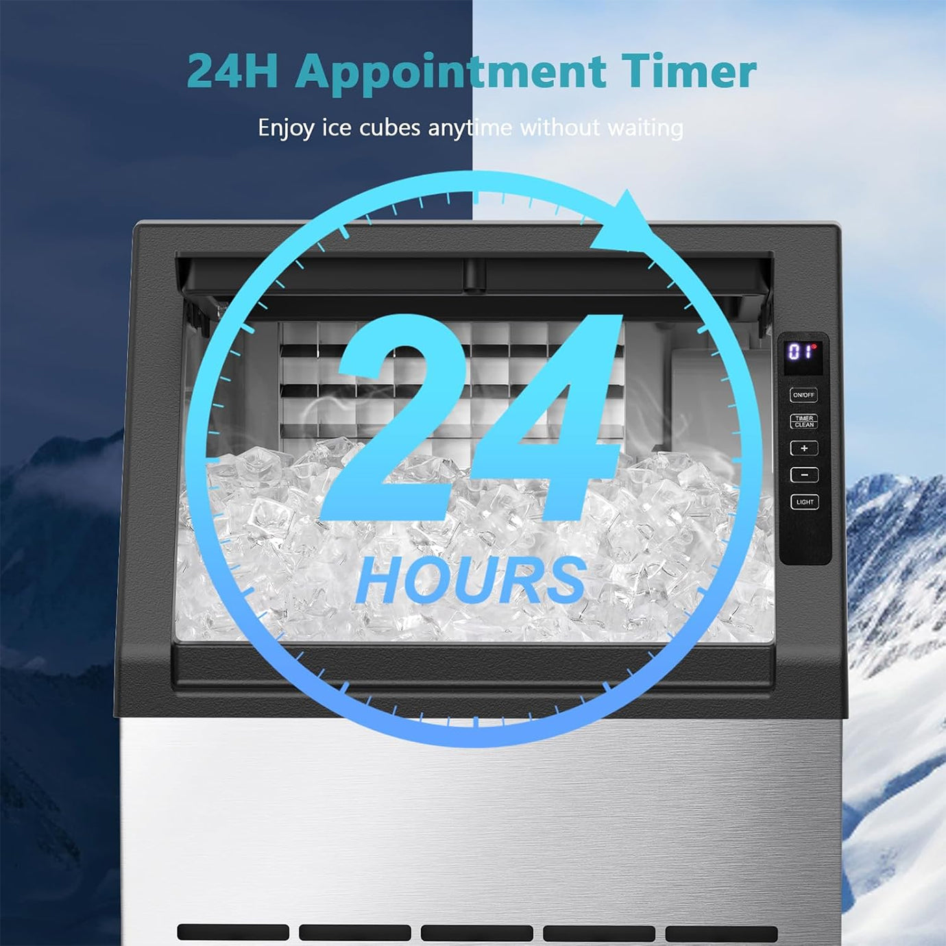 ELECTACTIC 80lbs/Day Commercial Ice Maker with 24lbs Storage – Self-Cleaning Freestanding Ice Machine