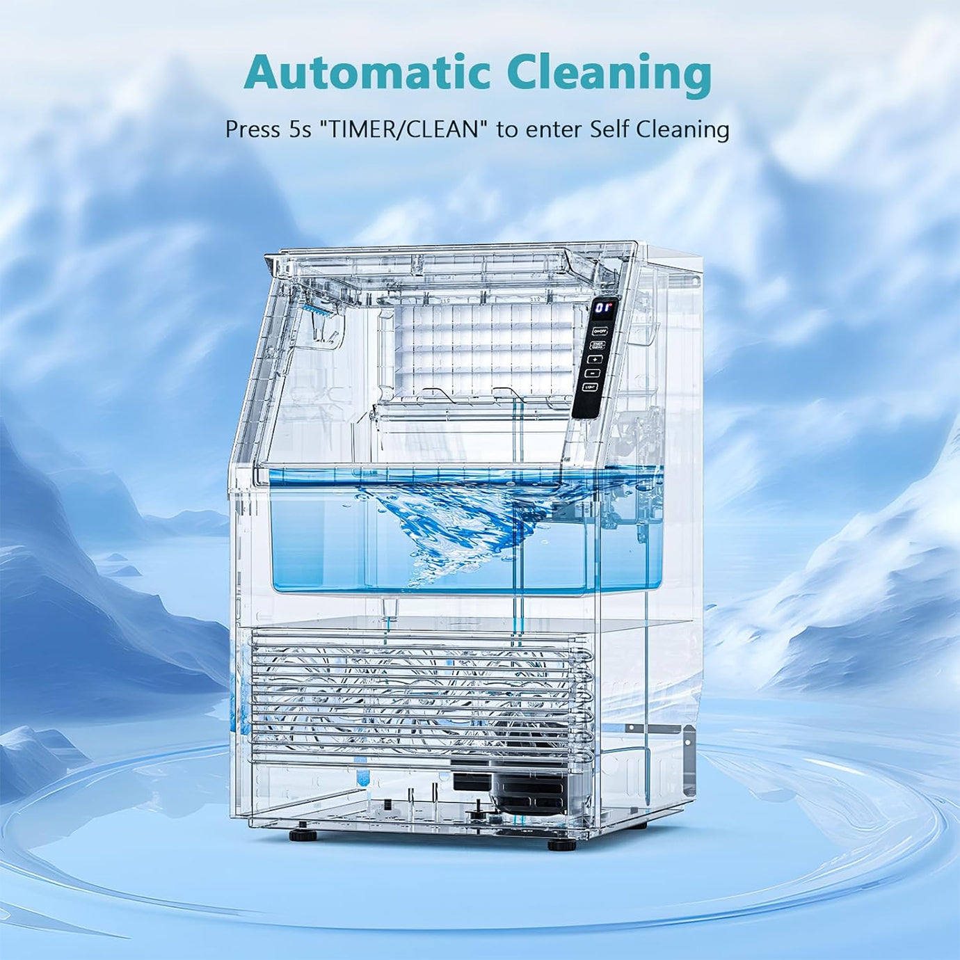ELECTACTIC 80lbs/Day Commercial Ice Maker with 24lbs Storage – Self-Cleaning Freestanding Ice Machine