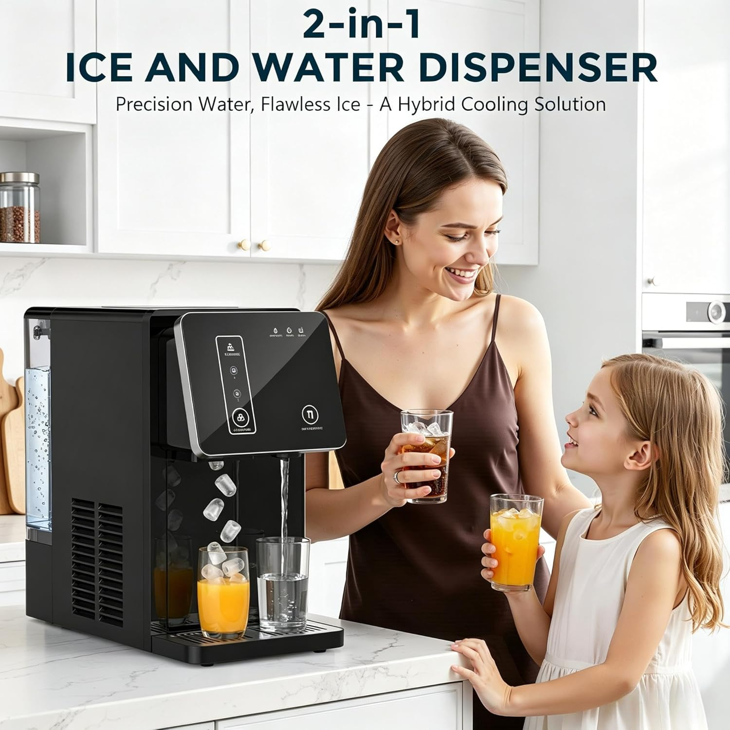 Electactic Portable Countertop Ice Maker & Water Dispenser – Fast Self-Cleaning Ice Machine with 3.3L Tank