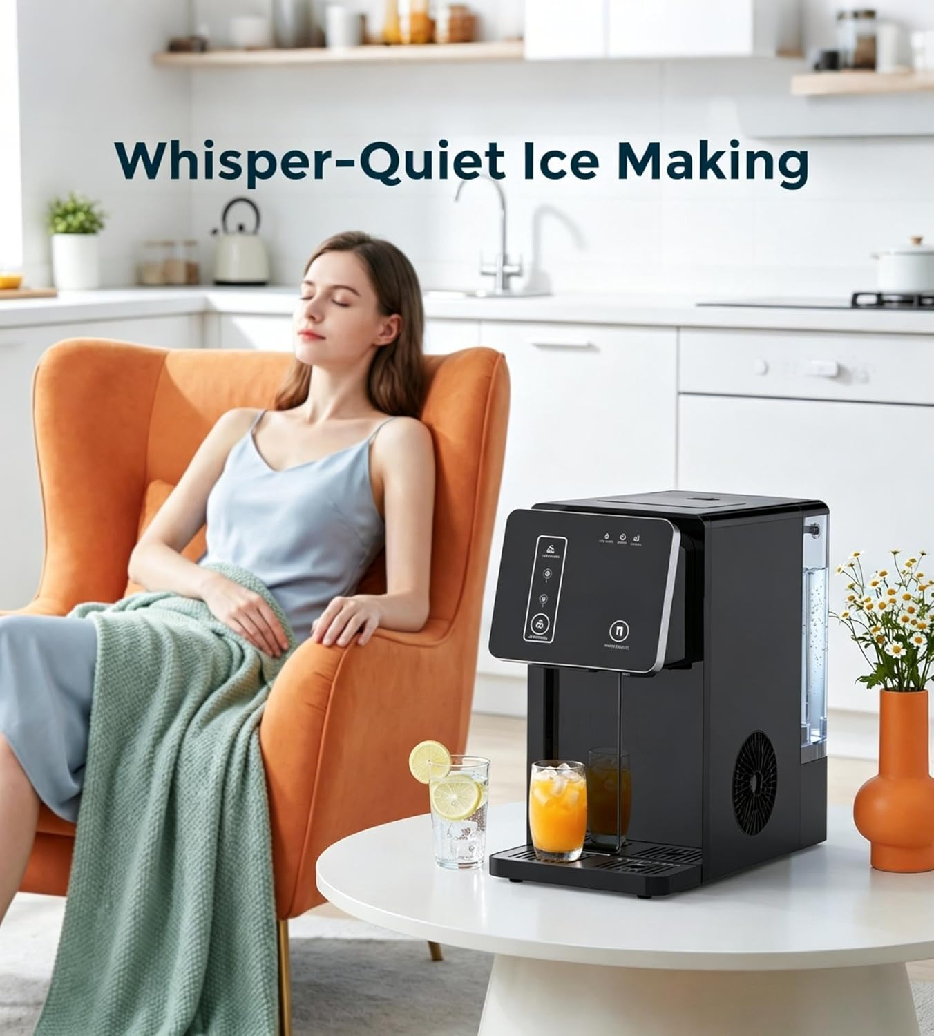 Electactic Portable Countertop Ice Maker & Water Dispenser – Fast Self-Cleaning Ice Machine with 3.3L Tank