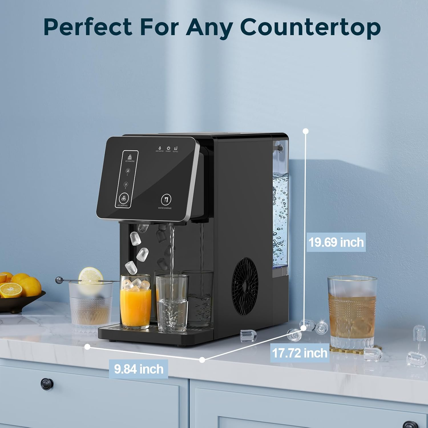 Electactic Portable Countertop Ice Maker & Water Dispenser – Fast Self-Cleaning Ice Machine with 3.3L Tank