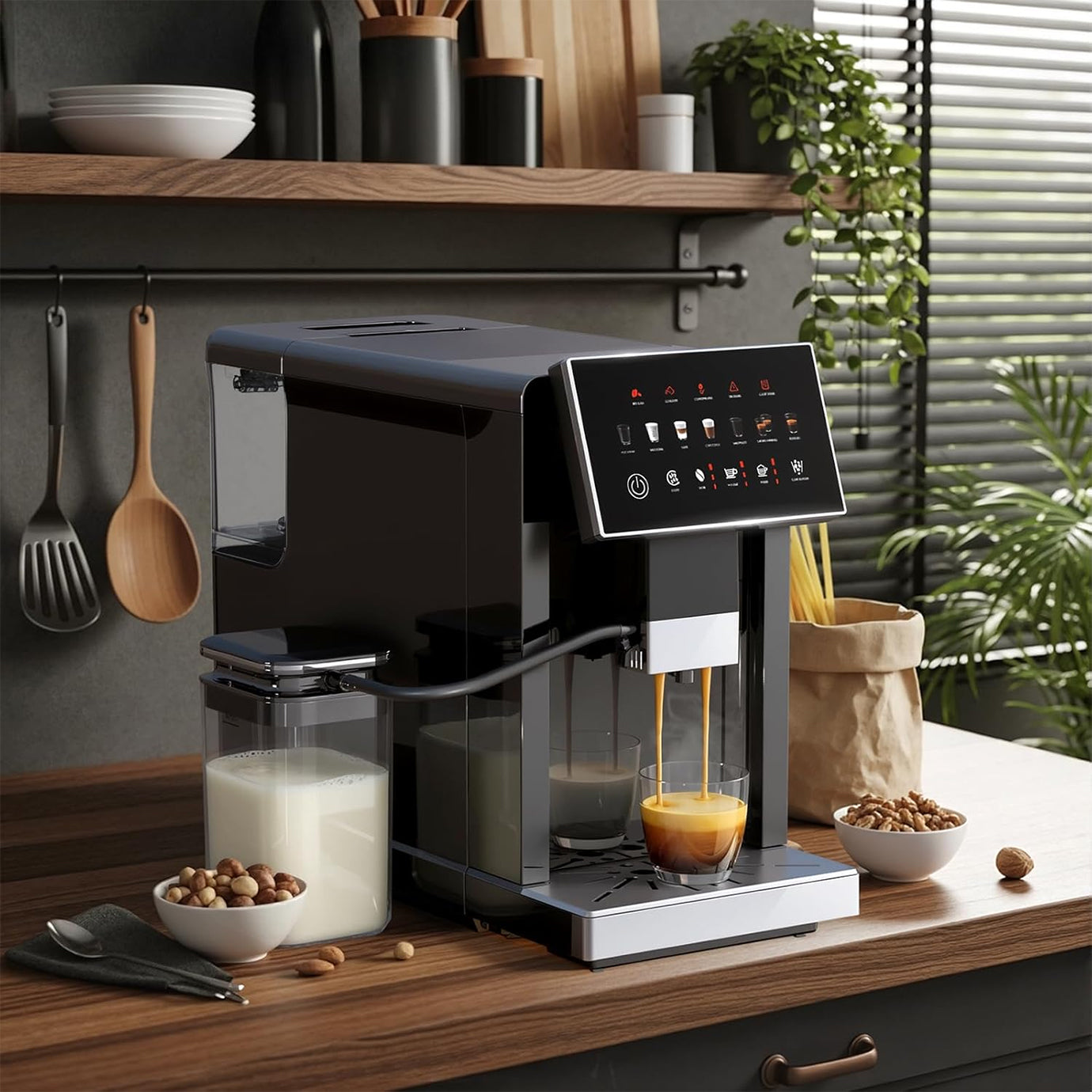 Electactic 20 Bar Fully Automatic Espresso Machine – Grinder, Touch & Milk Frother