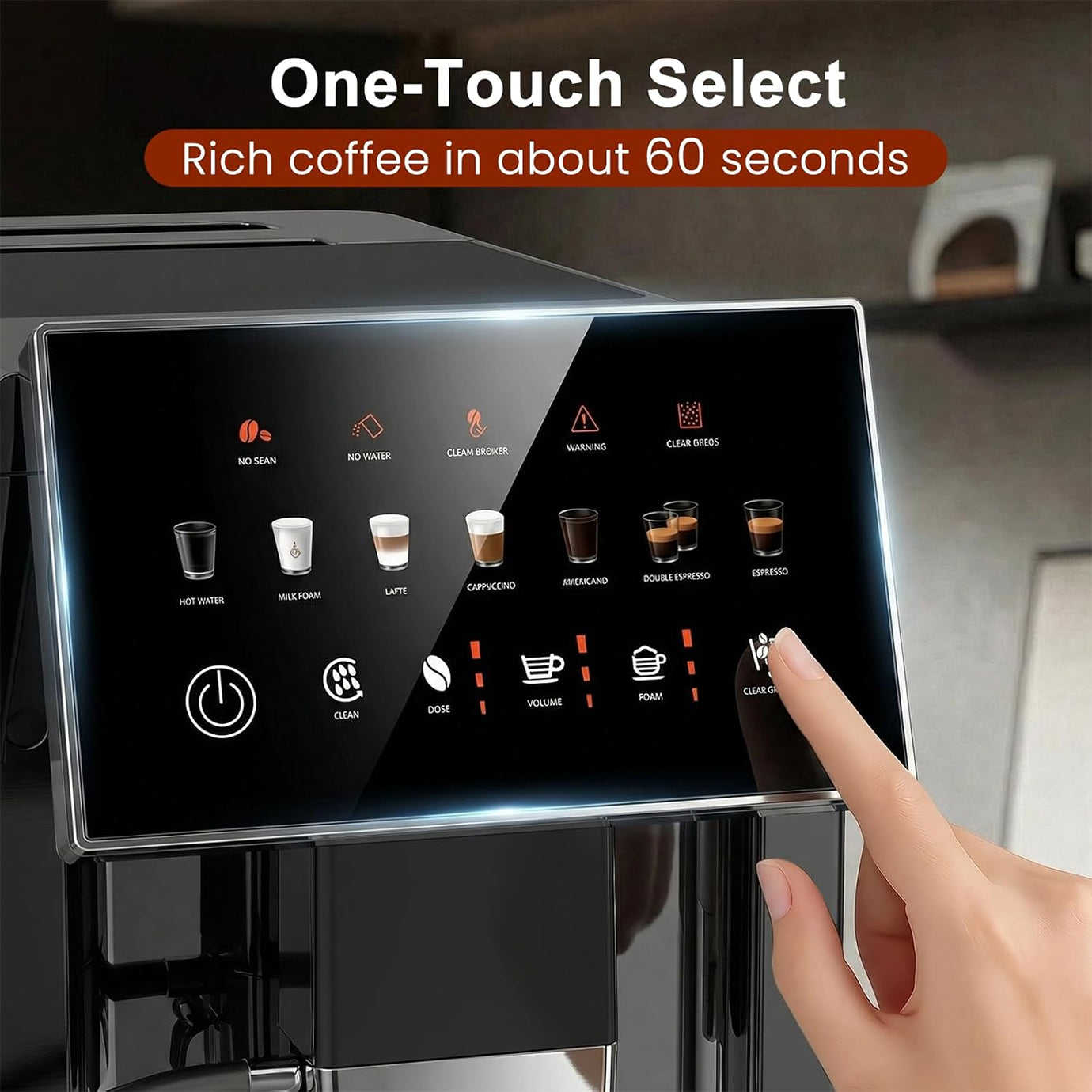 Electactic 20 Bar Fully Automatic Espresso Machine – Grinder, Touch & Milk Frother