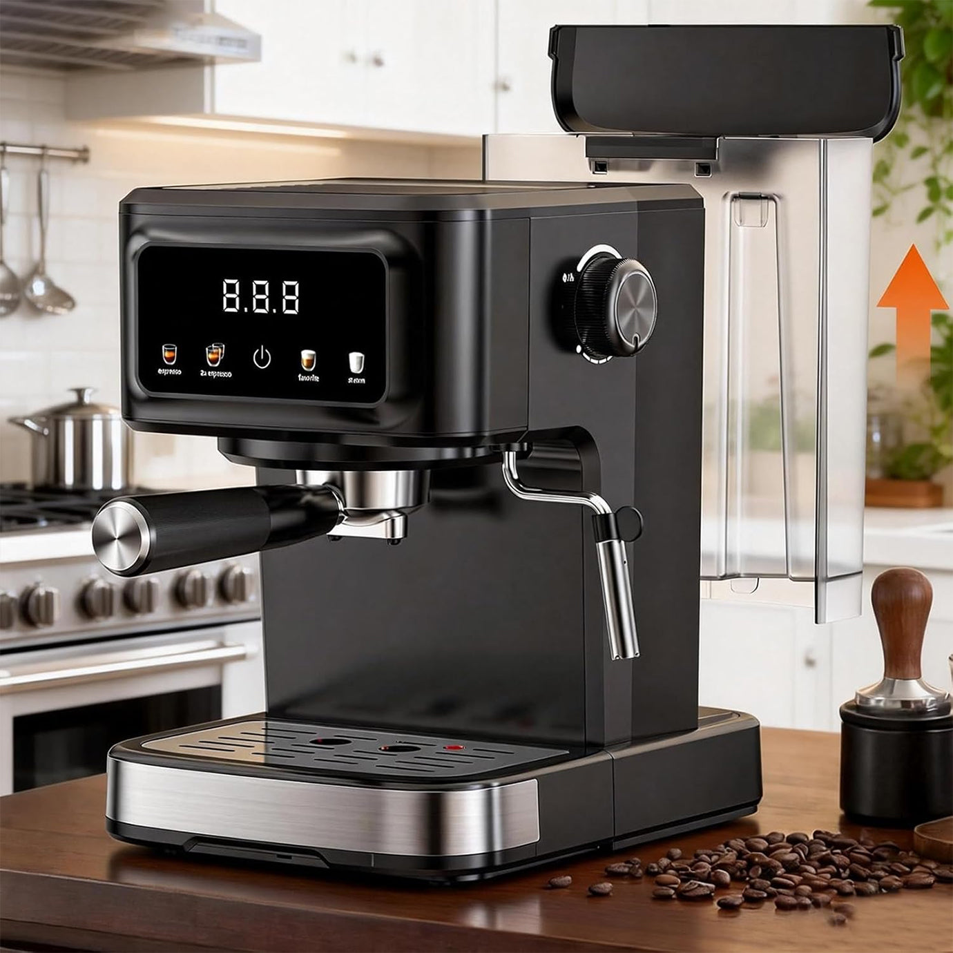 Electactic 15-Bar Espresso Machine with Milk Frother & LED Touch