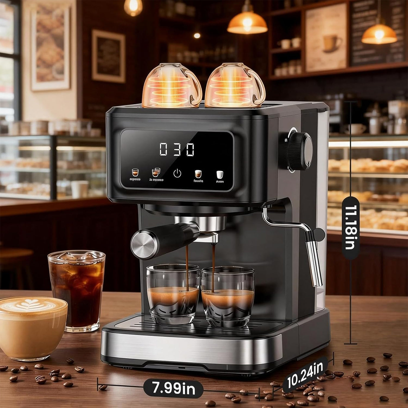 Electactic 15-Bar Espresso Machine with Milk Frother & LED Touch