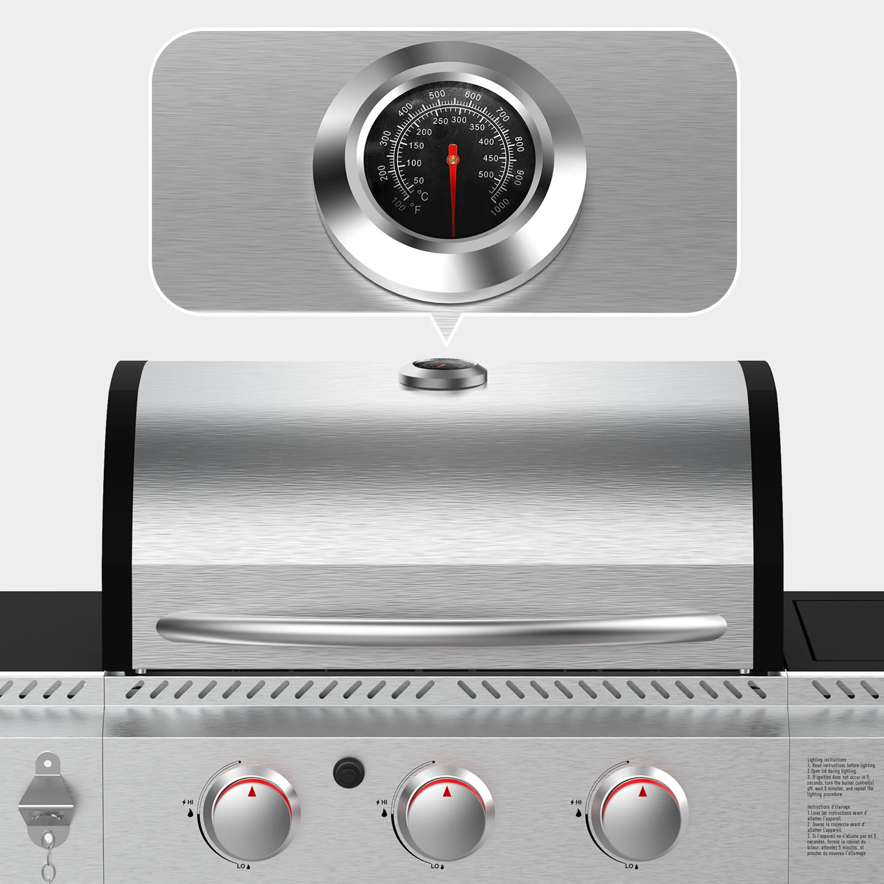 3+1/4+1 Burner Freestanding Propane Gas Grill With Side Burner And Cabinet