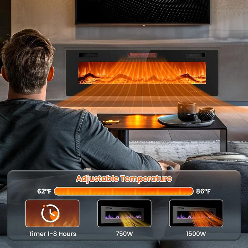 Electric Fireplace Insert 30/36/42/50/60/68 Inch 750W/1500W
