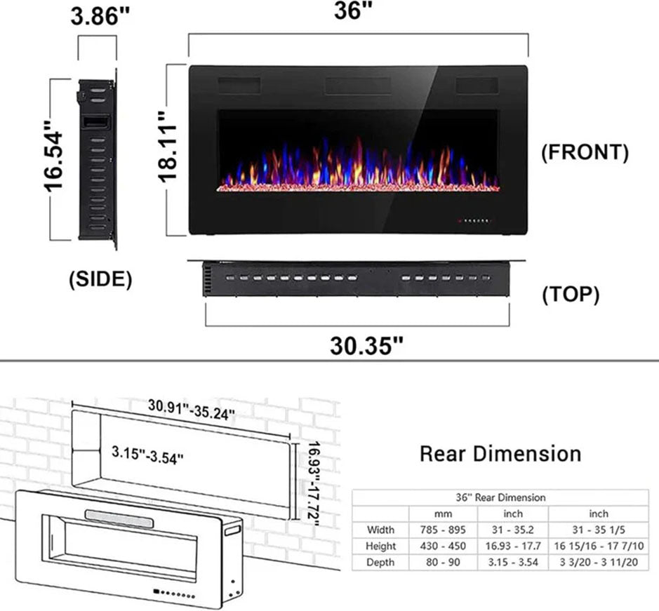 Electactic Electric Fireplace Insert 60 Inch
