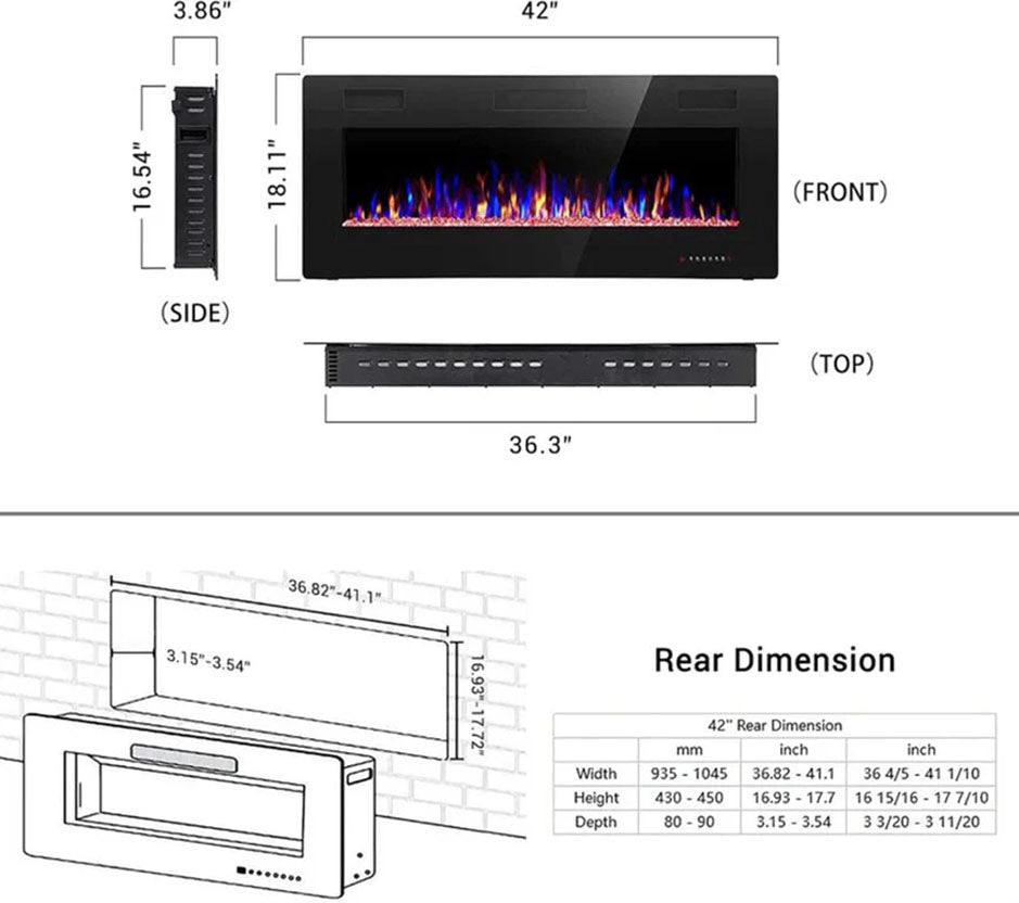 Electactic Electric Fireplace Insert 60 Inch
