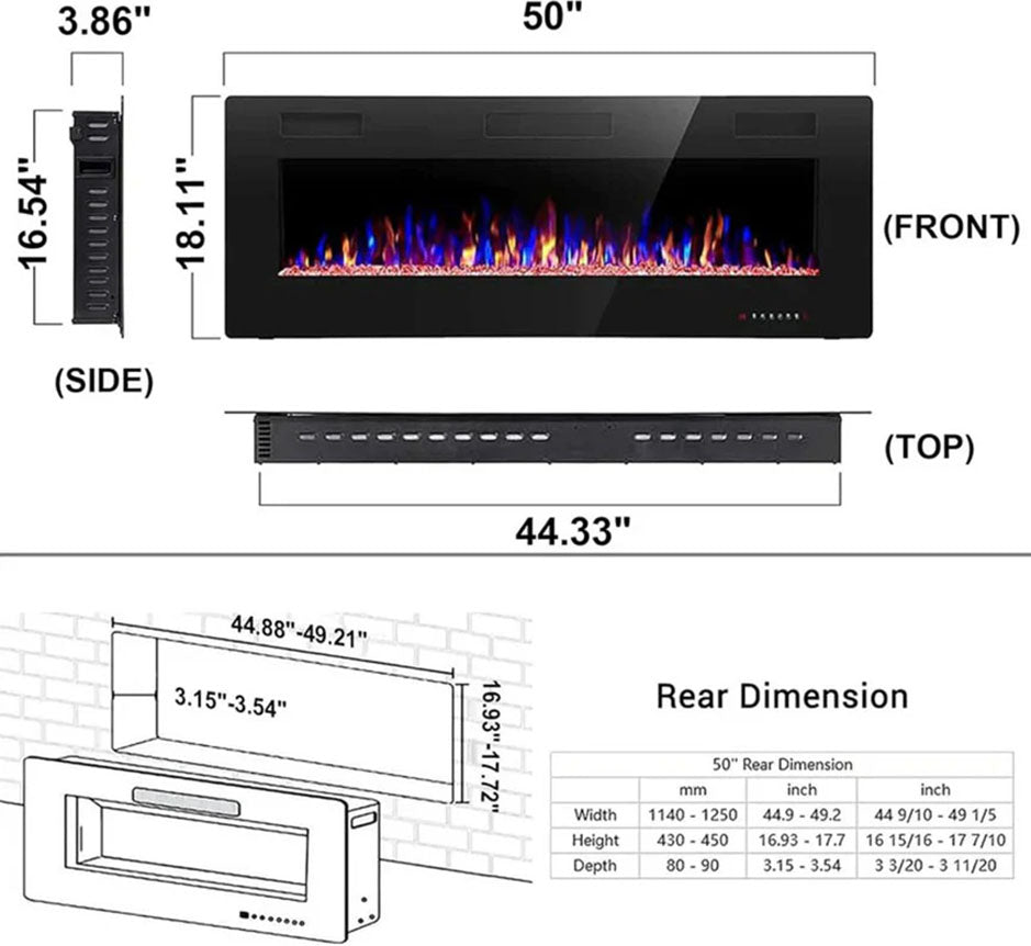 Electactic Electric Fireplace Insert 60 Inch