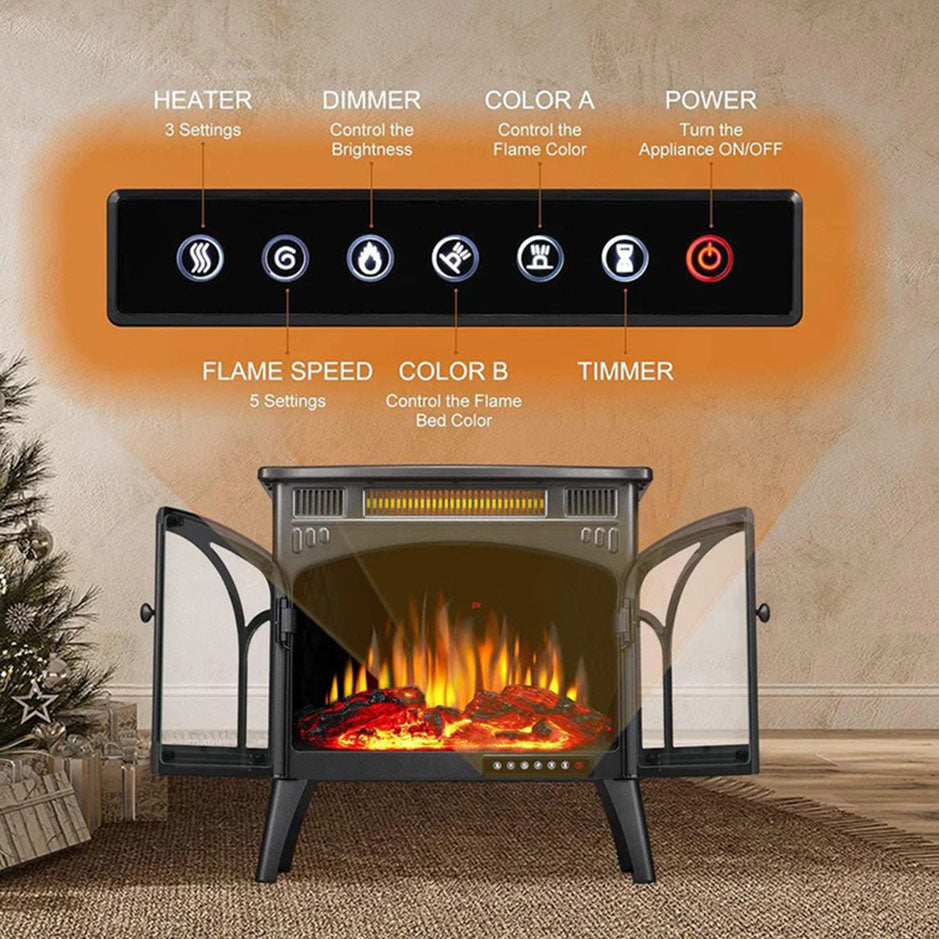 Electric Fireplace Stove Heater with 3D Logs