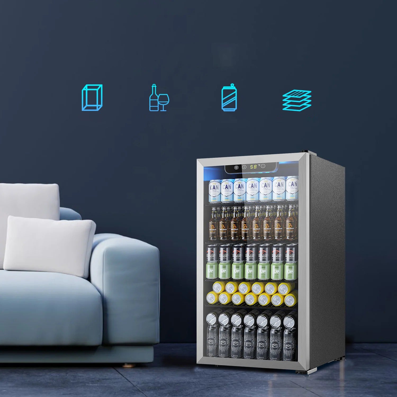 Electactic Classic Beverage Refrigerator Cooler 3.2 Cu.Ft